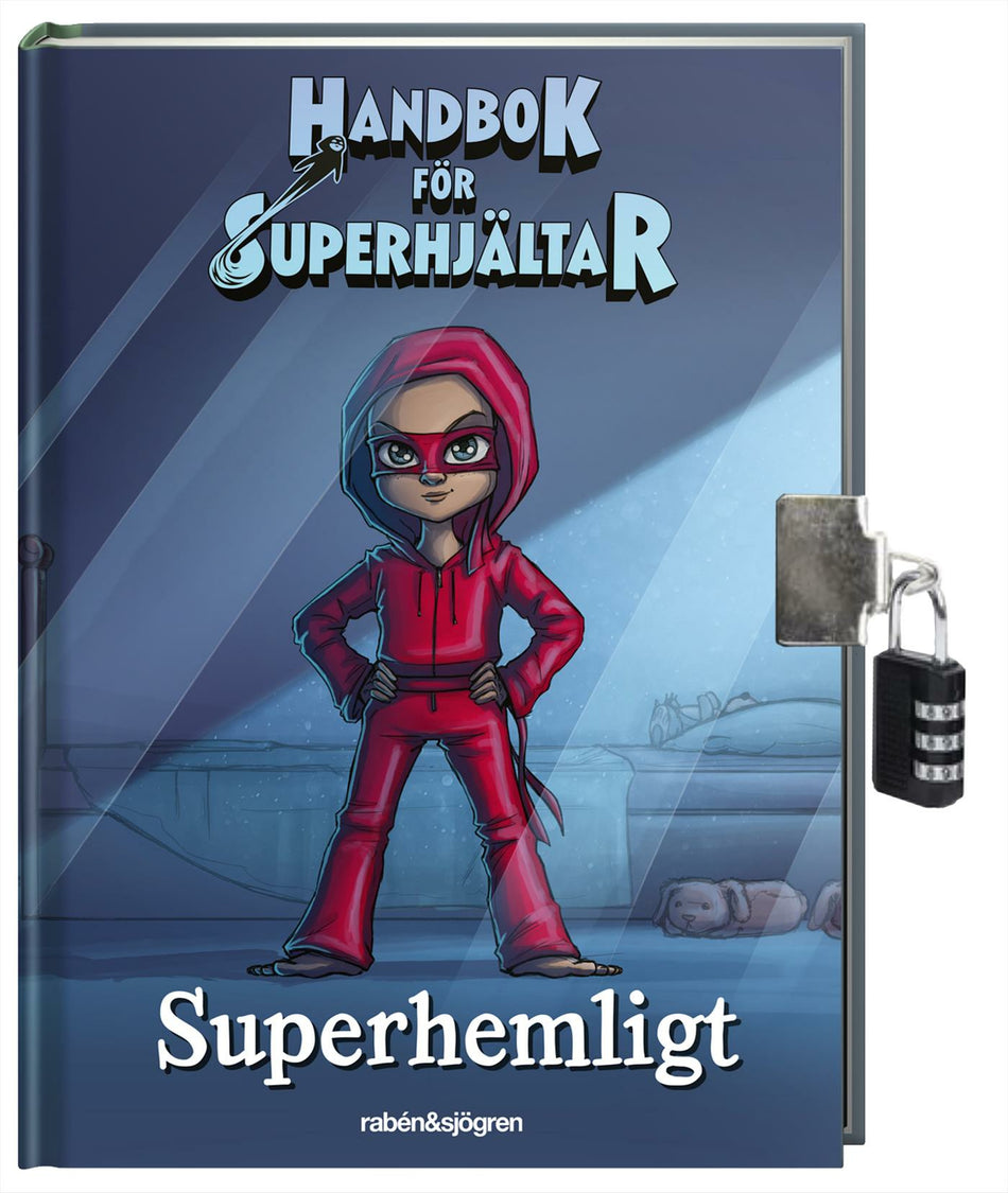 Valokuva kirjasta Elias Våhlund / Agnes Våhlund Handbok för superhjältar: Superhemligt : Dagbok med kodlås, kuuluu tuoteryhmään Ruots lapset nuoret ja sarjakuvat.