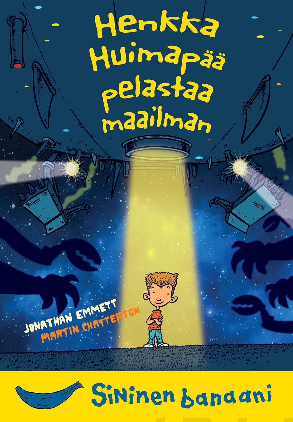 Valokuva kirjasta Jonathan Emmett Henkka huimapää pelastaa maailman, kuuluu tuoteryhmään Lasten kuvakirjat.