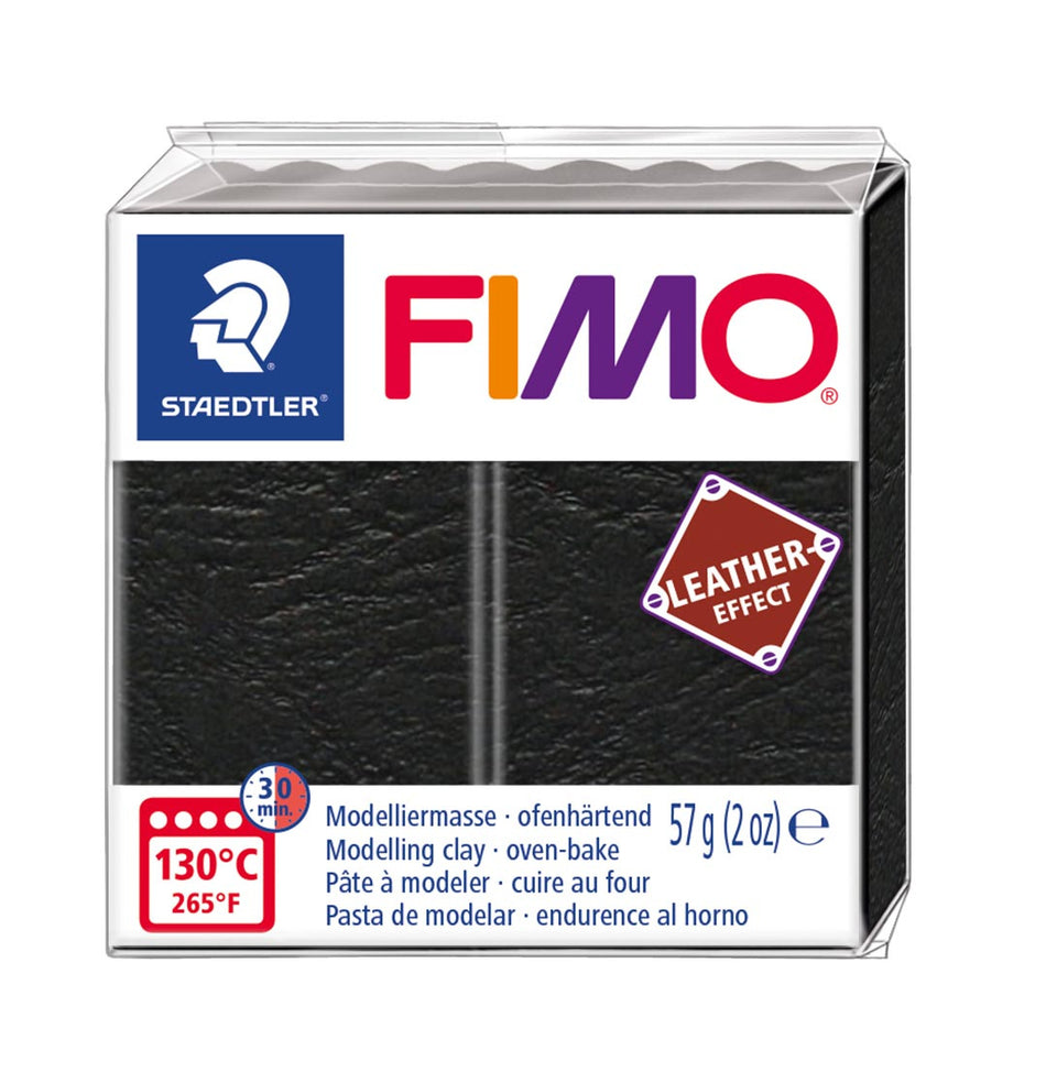 Valokuva tuotteesta Fimo leather nahkaefekti 909 black, kuuluu tuoteryhmään Askartelutarvikkeet.