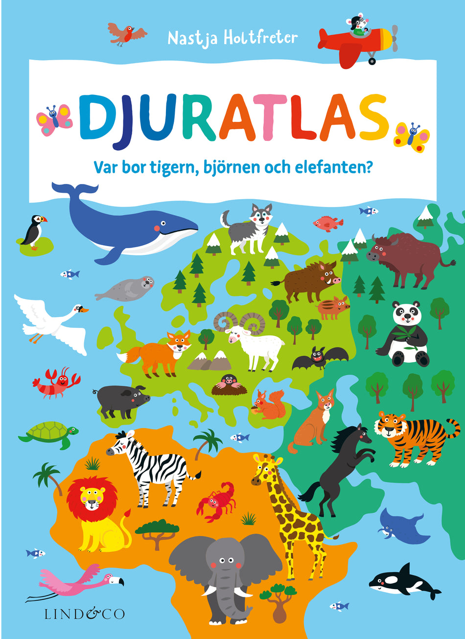 Valokuva kirjasta Nastja Holtfreter Djuratlas, kuuluu tuoteryhmään Ruots lapset nuoret ja sarjakuvat.