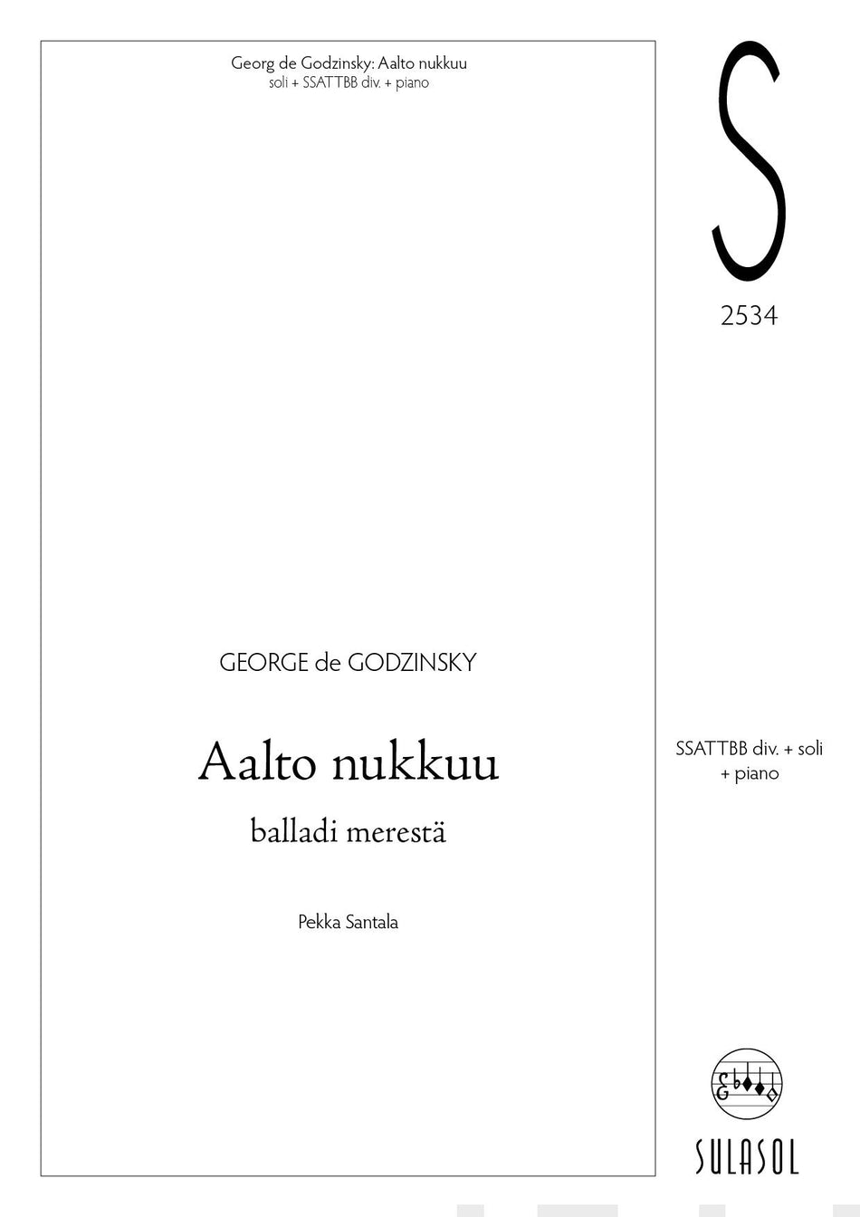 Valokuva kirjasta  Aalto nukkuu - balladi merestä, kuuluu tuoteryhmään Musiikki.