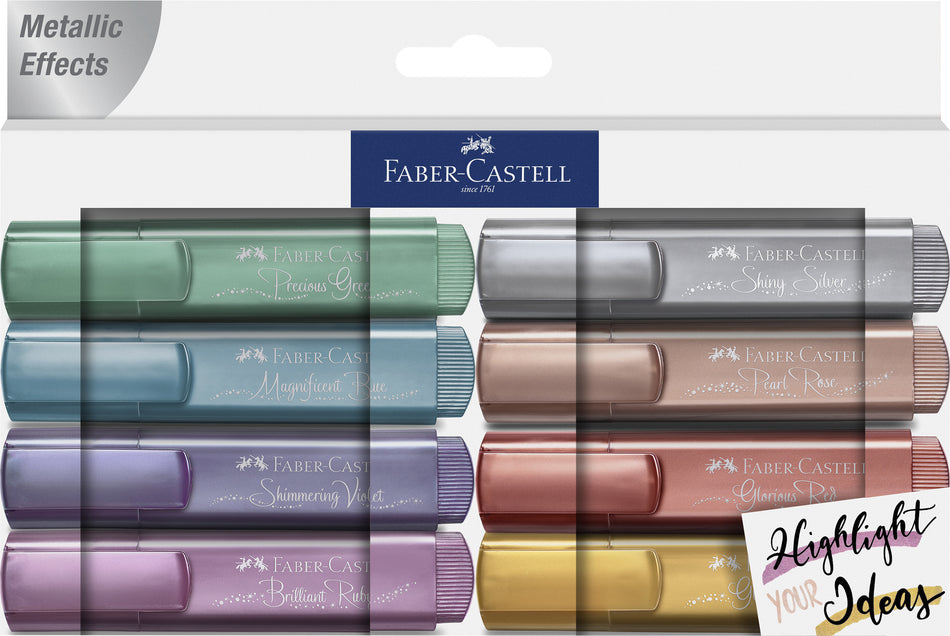 Valokuva tuotteesta Korostuskynä 8 kpl metallic Faber-Castell, kuuluu tuoteryhmään Huopakynät.