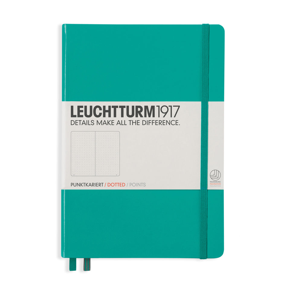Valokuva tuotteesta Muistikirja A5/251 sivua Leuchtturm1917 Dotted Hard Emerald pistesivut, kuuluu tuoteryhmään Muistikirjat.