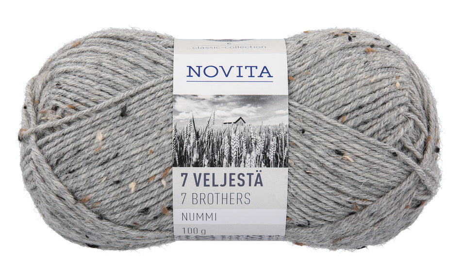 Valokuva tuotteesta Lanka Novita 7 Veljestä Nummi 100g 946 moreeni, kuuluu tuoteryhmään Käsityötarvikkeet.