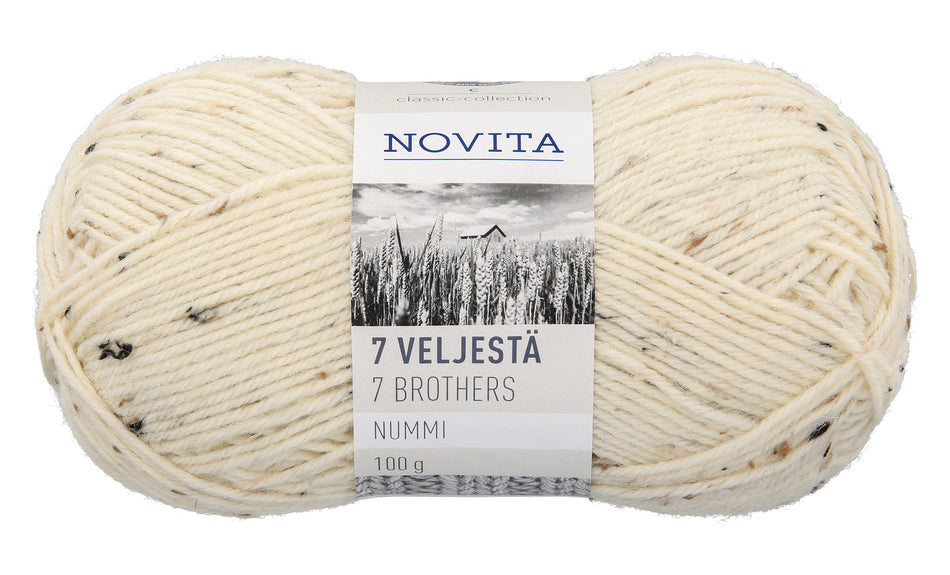 Valokuva tuotteesta Lanka Novita 7 Veljestä Nummi 100g 945 huurre, kuuluu tuoteryhmään Käsityötarvikkeet.