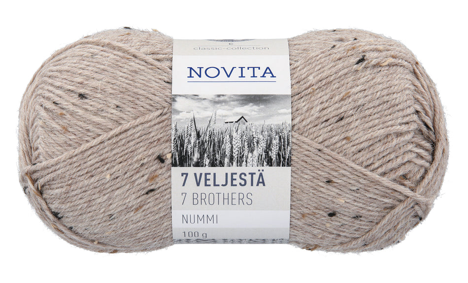Valokuva tuotteesta Lanka Novita 7 Veljestä Nummi 100g 947 aavikko, kuuluu tuoteryhmään Käsityötarvikkeet.