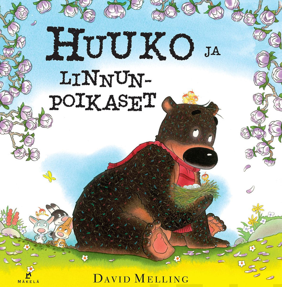 Valokuva kirjasta David Melling Huuko ja linnunpoikaset, kuuluu tuoteryhmään Lasten kuvakirjat.