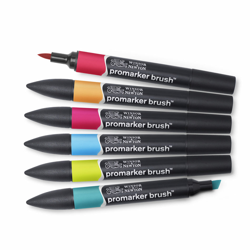 Valokuva tuotteesta Sivellintussi Brush Promarker 6 väriä Mid Tones W&amp;N, kuuluu tuoteryhmään Taidetarvikkeet.