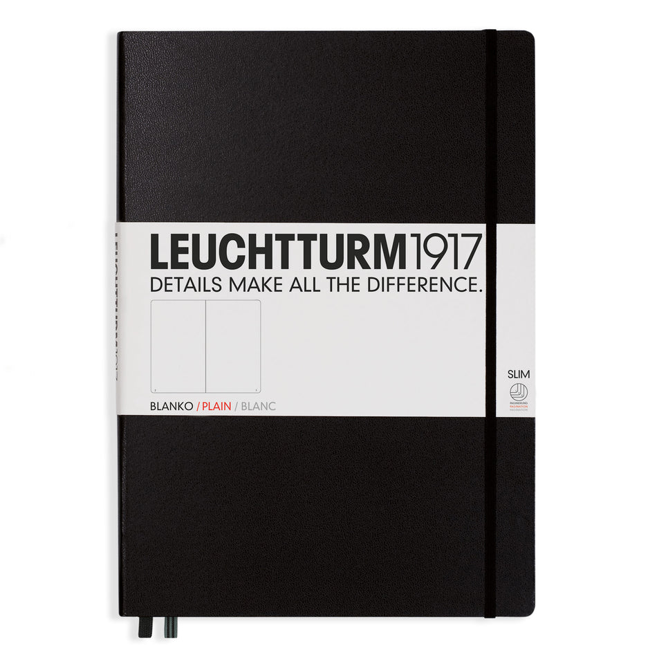 Valokuva tuotteesta Muistikirja A4+ Leuchtturm1917 Slim Hard Black plain, kovakantinen blanco, kuuluu tuoteryhmään Muistikirjat.