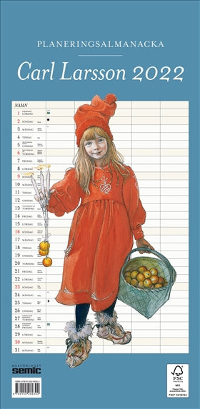 Valokuva kirjasta Bokförlaget Semic Carl Larsson planeringsalmanacka 2022, kuuluu tuoteryhmään Ruots harrasteet taide.