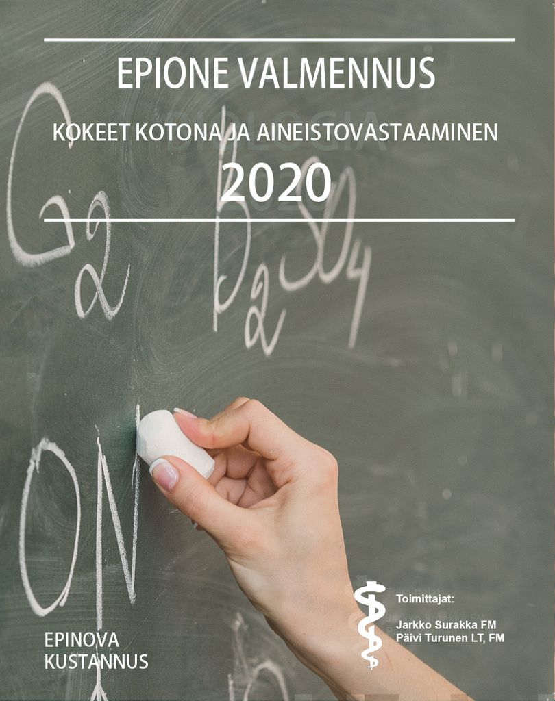 Valokuva kirjasta Jarkko Surakka / Päivi Turunen Epione kokeet kotona ja aineistovastaaminen 2020, kuuluu tuoteryhmään Lukiokirjat.