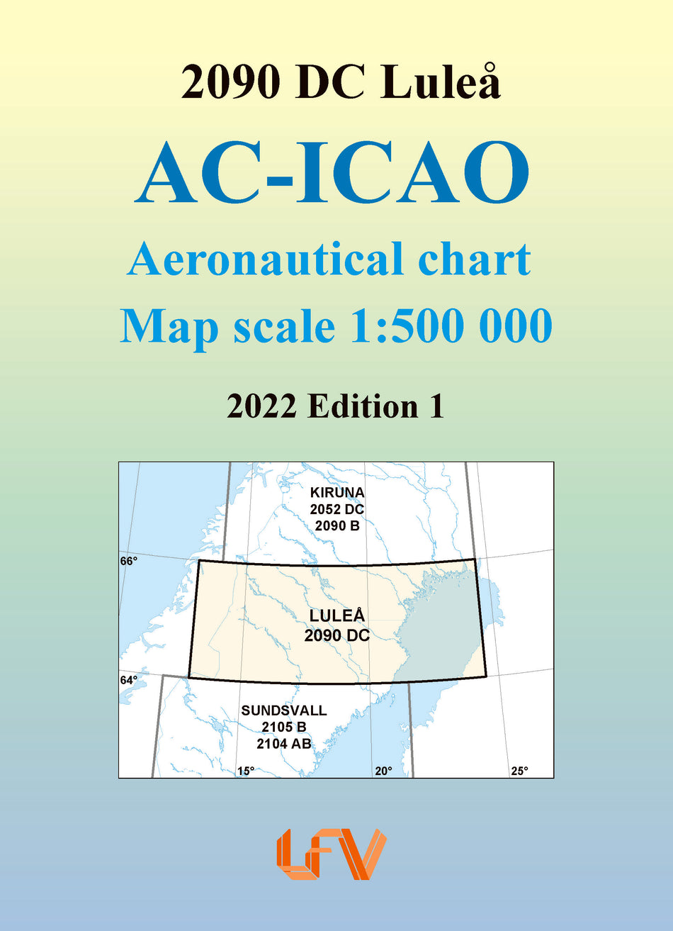Valokuva kirjasta  ACICAO 2090DC Luleå 2022 : Skala 1:500 000, kuuluu tuoteryhmään Ruots muu tieto.