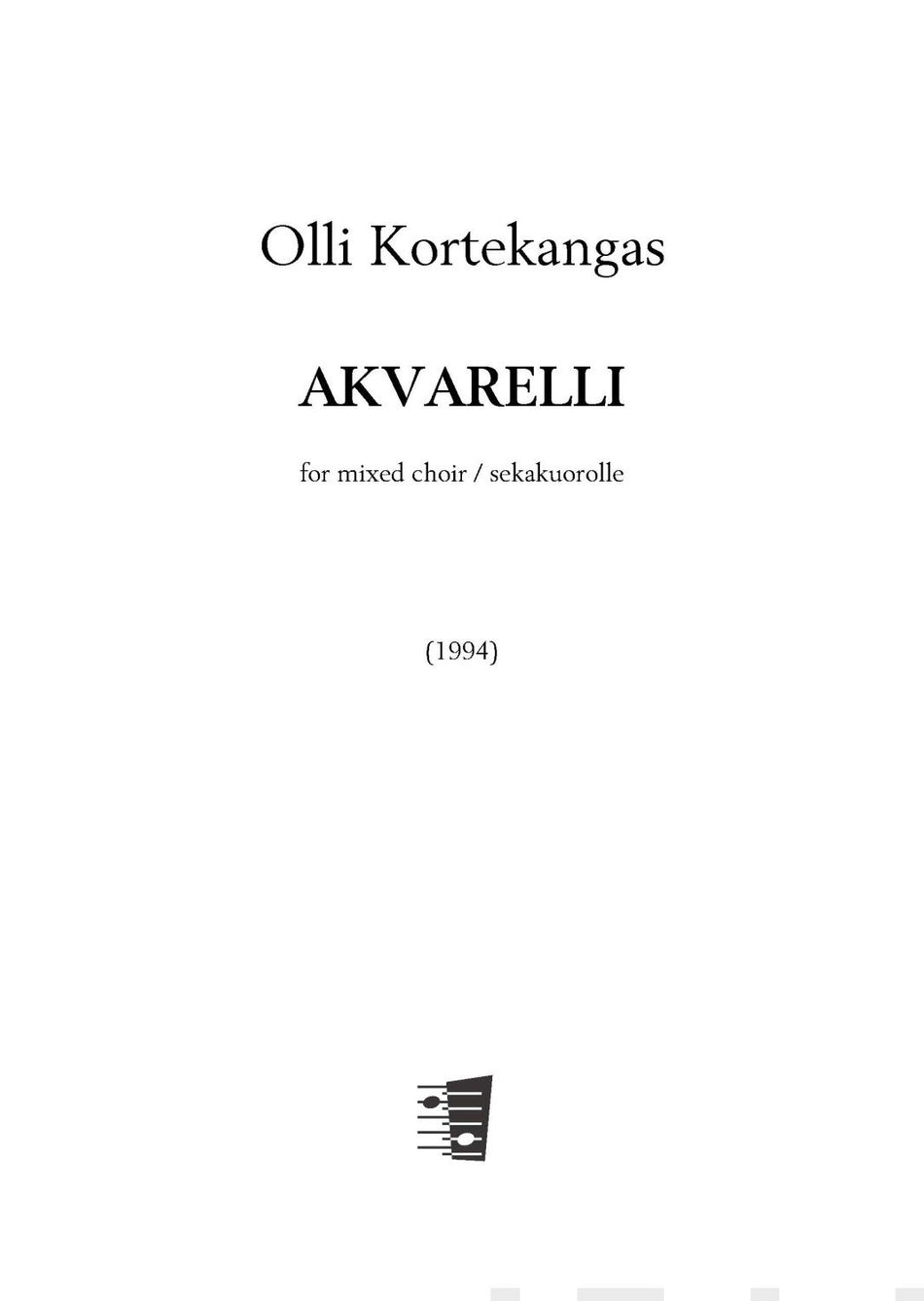 Valokuva kirjasta  Akvarelli, kuuluu tuoteryhmään Musiikki.
