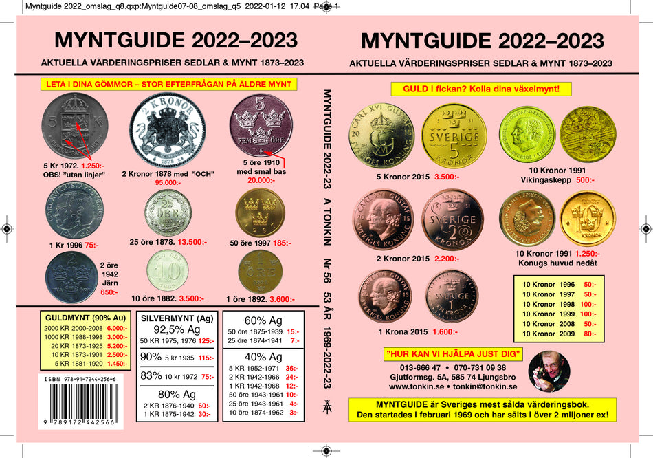 Valokuva kirjasta Archie Tonkin Myntguide Nr 56 2022-2023, kuuluu tuoteryhmään Ruots harrasteet taide.