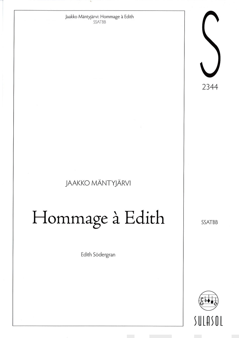 Valokuva kirjasta  Hommage a Edith, kuuluu tuoteryhmään Musiikki.