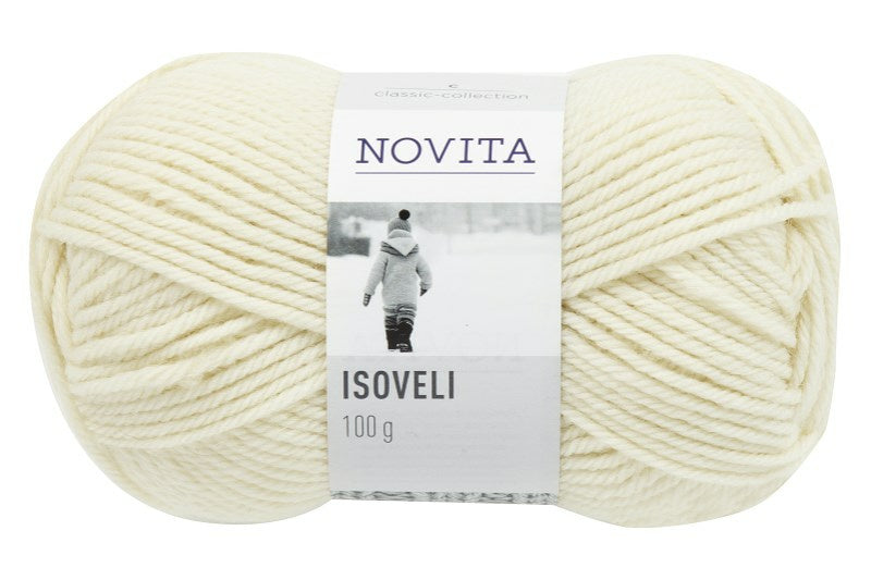 Valokuva tuotteesta Lanka Novita Isoveli 100g 010 luonnonvalkoinen, kuuluu tuoteryhmään Käsityötarvikkeet.