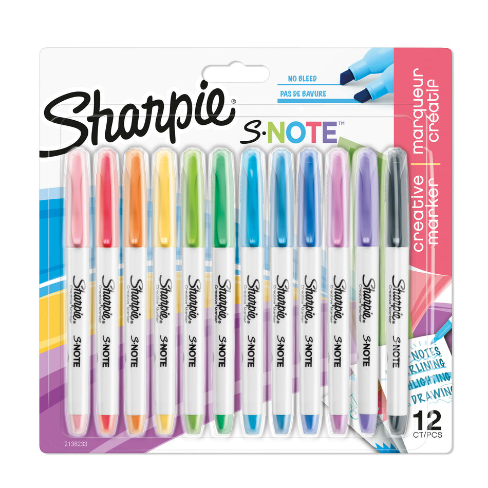 Valokuva tuotteesta Huopakynä 12 kpl viistokärki Sharpie S-Note, kuuluu tuoteryhmään Huopakynät.