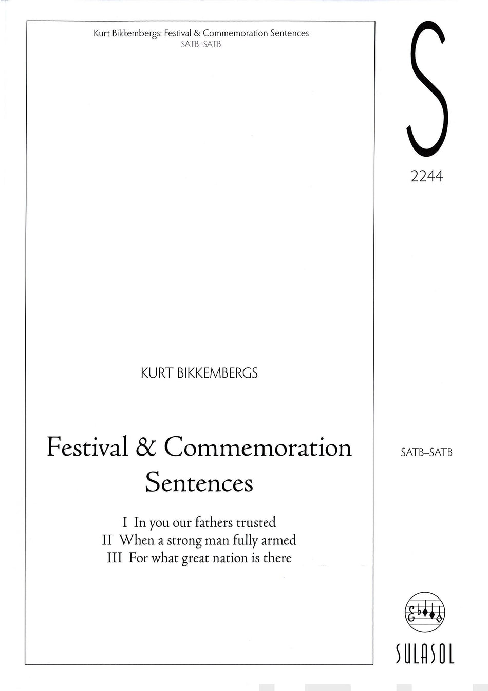 Valokuva kirjasta  Festival &amp; Commemoration Sentences, kuuluu tuoteryhmään Musiikki.