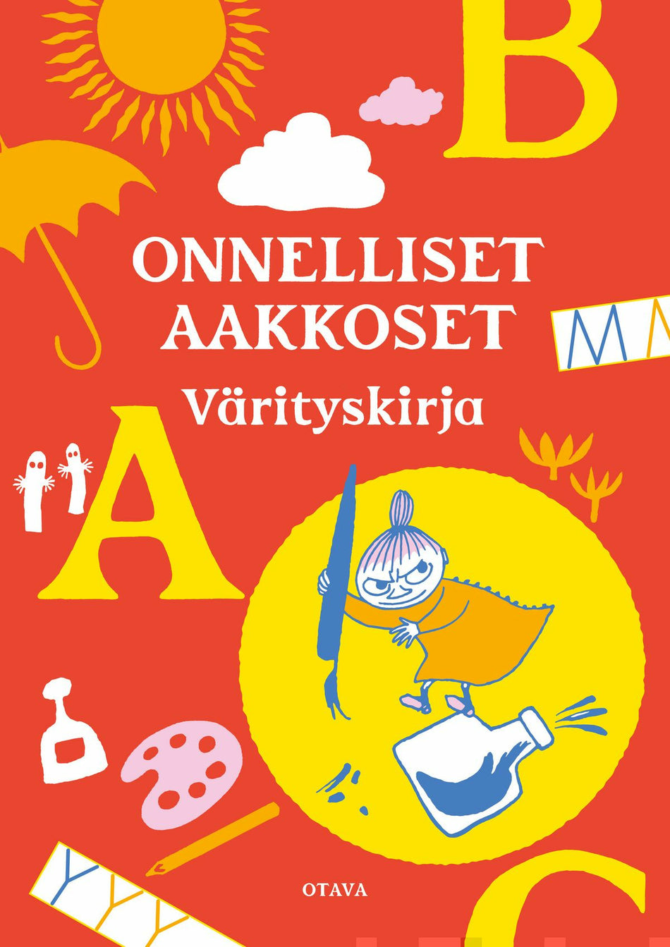 Valokuva kirjasta  Onnelliset aakkoset - värityskirja, kuuluu tuoteryhmään Väritys-puuhakirjat.