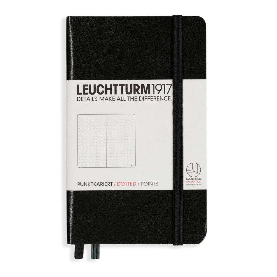Valokuva tuotteesta Muistikirja A6 Leuchtturm1917 Hard Black dotted, kovakantinen pistesivut, kuuluu tuoteryhmään Muistikirjat.