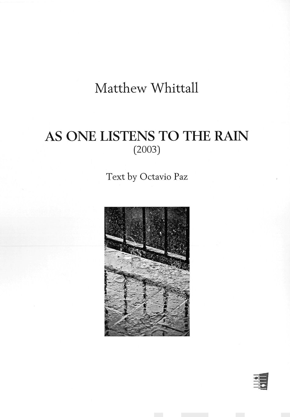 Valokuva kirjasta  As One Listens to the Rain (SATB), kuuluu tuoteryhmään Musiikki.