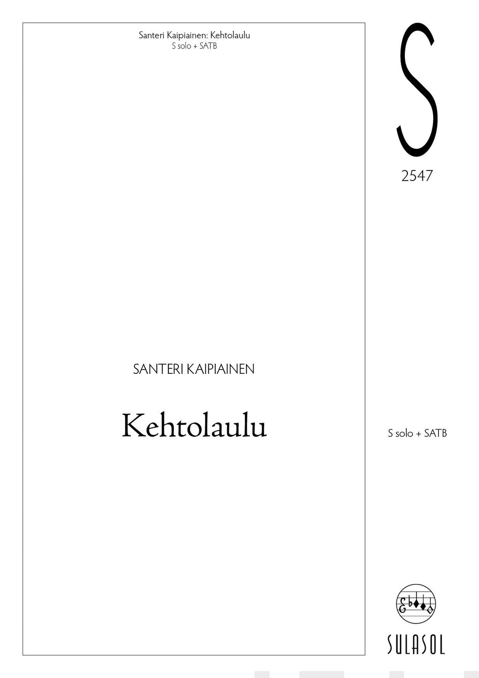 Valokuva kirjasta  Kehtolaulu mixed choir, kuuluu tuoteryhmään Musiikki.