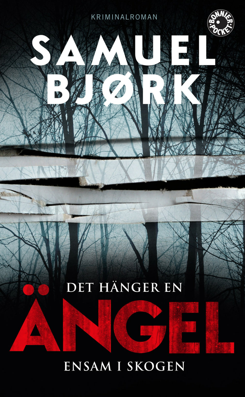 Valokuva kirjasta Samuel Bjørk Det hänger en ängel ensam i skogen, kuuluu tuoteryhmään Ruots kaunokirjat.