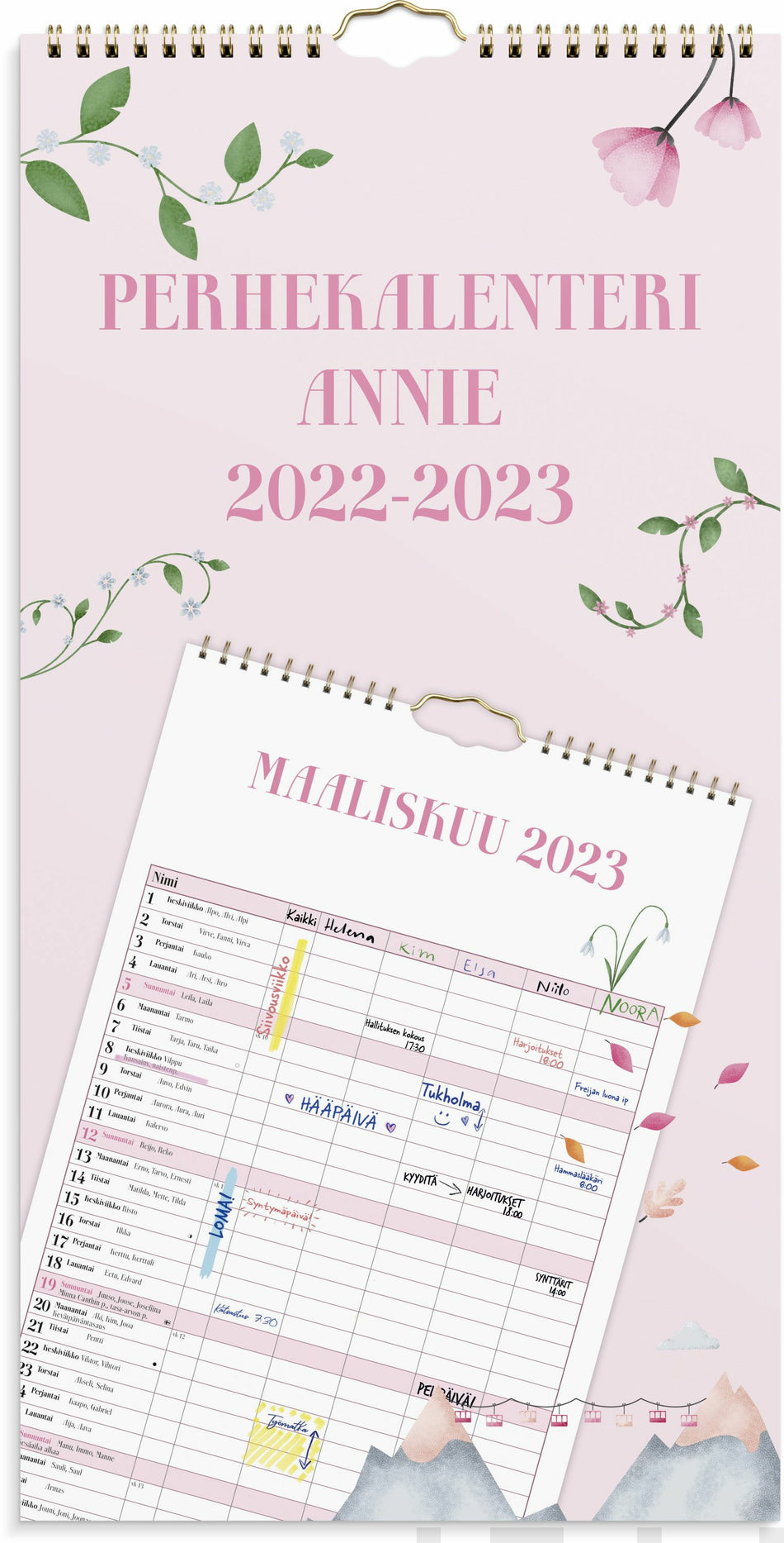 Valokuva tuotteesta Perhekalenteri Annie FSC Mix 2022-2023 (lukuvuosikalenteri, seinäkalenteri), kuuluu tuoteryhmään Lukuvuosikalenterit.