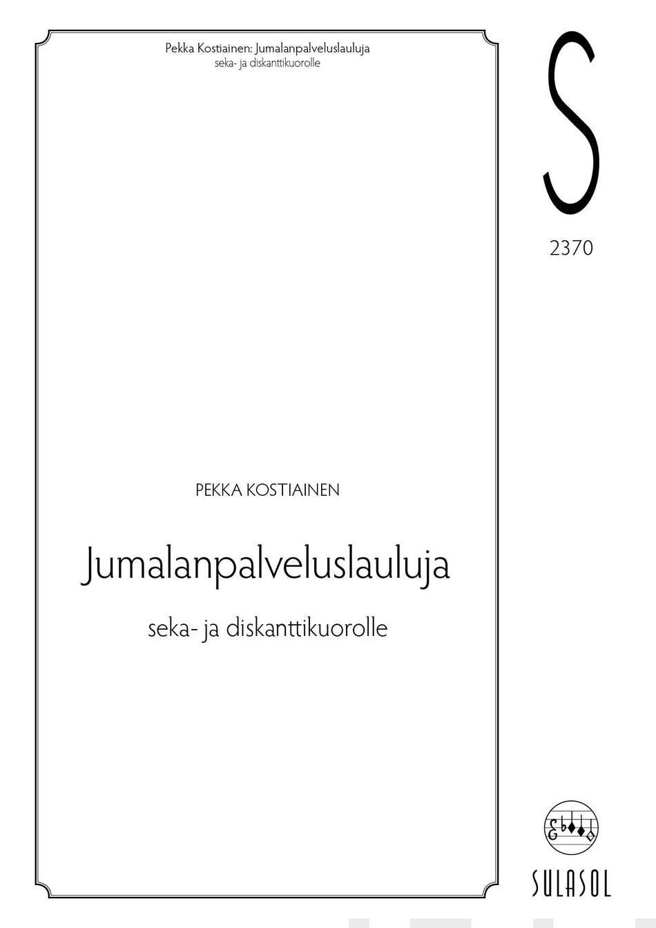 Valokuva kirjasta  Jumalanpalveluslauluja seka- ja diskanttikuorolle, kuuluu tuoteryhmään Musiikki.