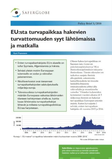 Valokuva kirjasta Kari Paasonen EU:sta turvapaikkaa hakevien turvattomuuden syyt lähtömaissa ja matkalla, kuuluu tuoteryhmään Talous yhteiskunta.