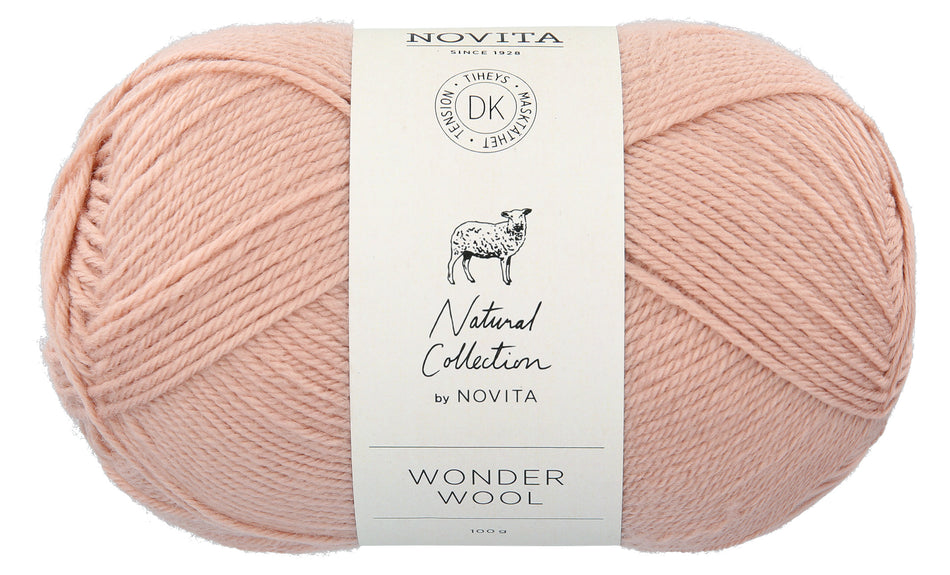 Valokuva tuotteesta Lanka Novita Wonder Wool 100g 609 puuteri, kuuluu tuoteryhmään Käsityötarvikkeet.