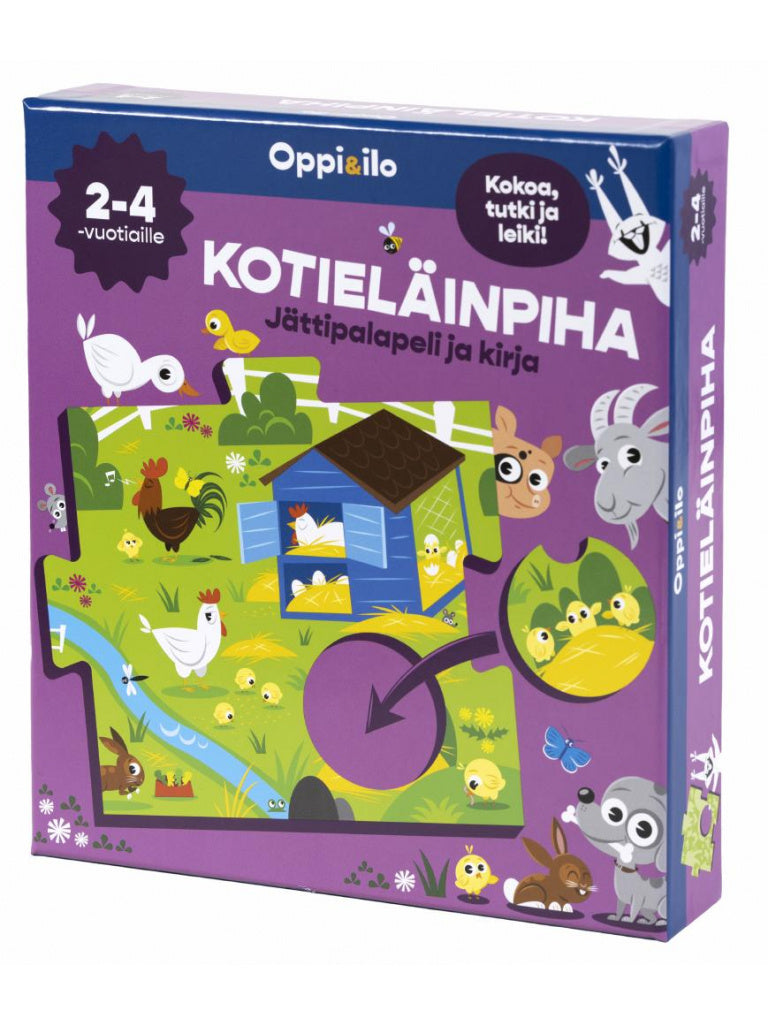 Valokuva tuotteesta Kotieläinpiha-jättipalapeli ja kirja 2-4 v., kuuluu tuoteryhmään Palapelit.
