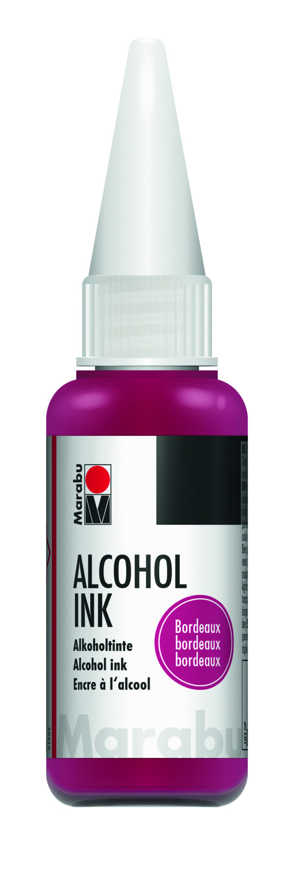 Valokuva tuotteesta Alkoholimuste 20ml purppura, Marabu Alcohol ink 034 bordeaux, kuuluu tuoteryhmään Taidetarvikkeet.
