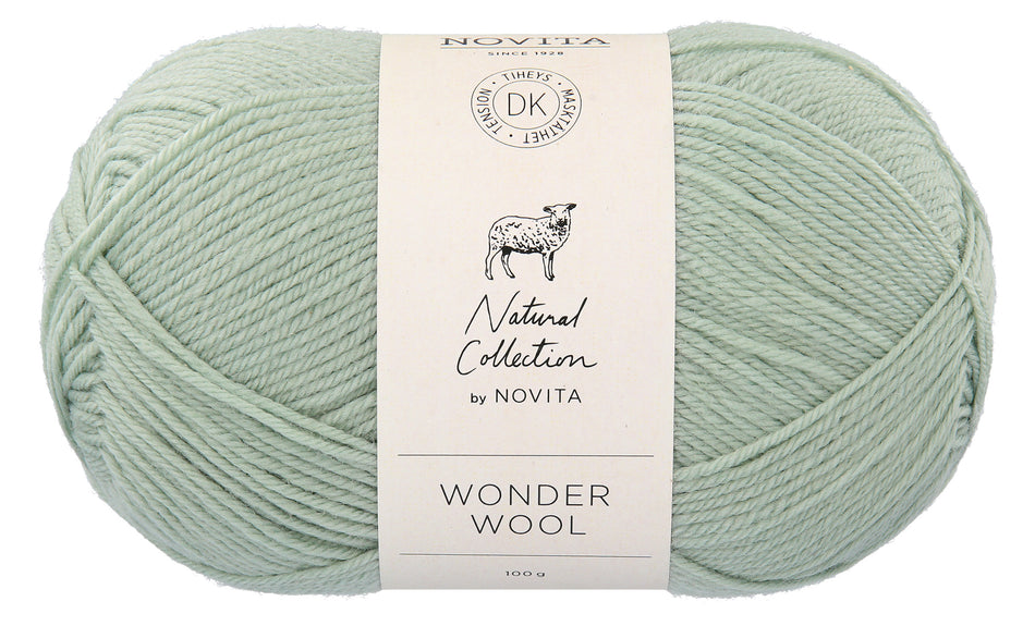 Valokuva tuotteesta Lanka Novita Wonder Wool 100g 308 jade, kuuluu tuoteryhmään Käsityötarvikkeet.