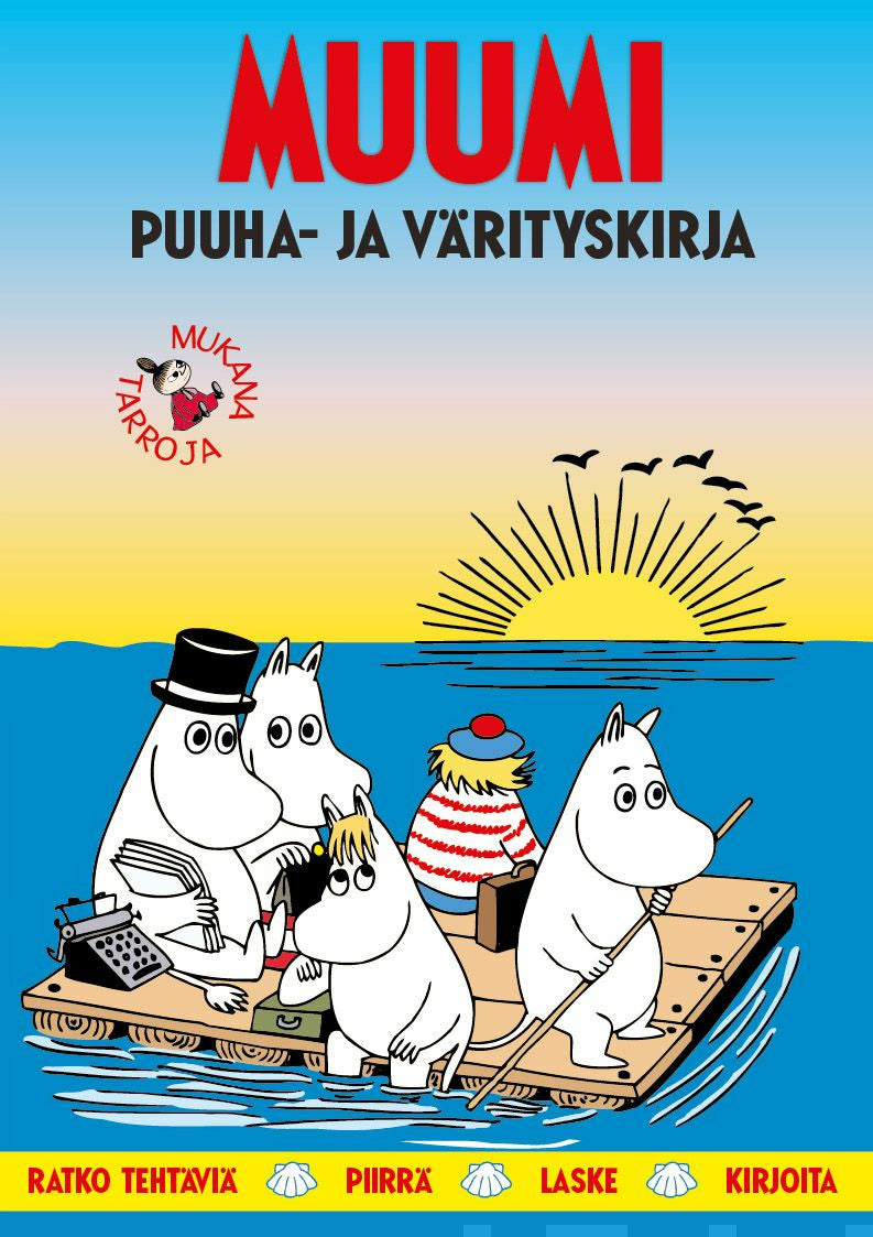 Valokuva kirjasta  Muumi Puuha- ja värityskirja, kuuluu tuoteryhmään Väritys-puuhakirjat.